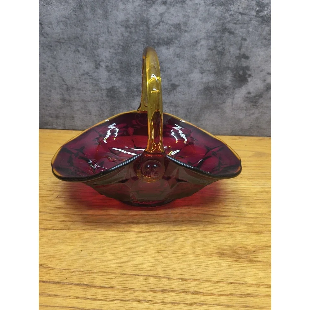 Vintage Indiana Tiara Amberina‎ Constellation Glass Basket